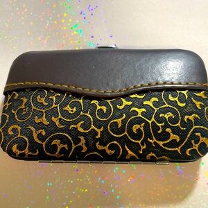 Silver Manicure Set with Brown  Checkered & Black Design Case